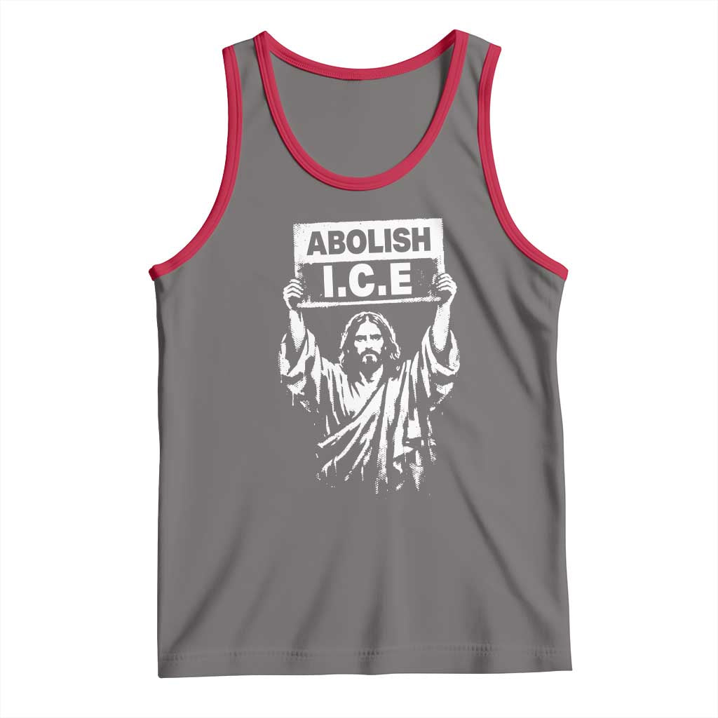 Jesus Abolish Ice Protest Tank Top Religious Faith Justice and Freedom Resistance TS02 Deep Heather Red Print Your Wear