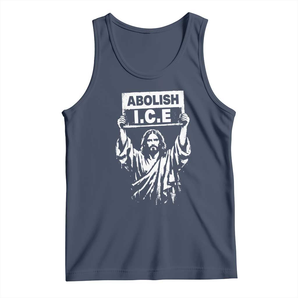 Jesus Abolish Ice Protest Tank Top Religious Faith Justice and Freedom Resistance TS02 Navy Print Your Wear