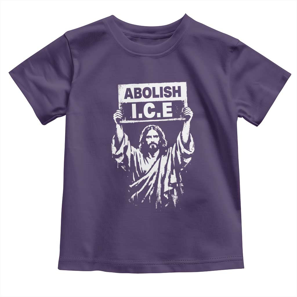Jesus Abolish Ice Protest Toddler T Shirt Religious Faith Justice and Freedom Resistance TS02 Purple Print Your Wear