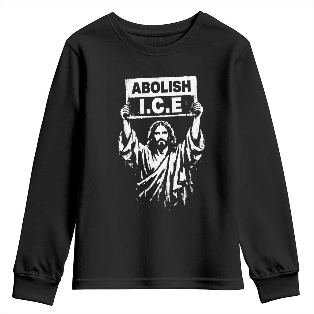 Jesus Abolish Ice Protest Youth Sweatshirt Religious Faith Justice and Freedom Resistance TS02 Black Print Your Wear