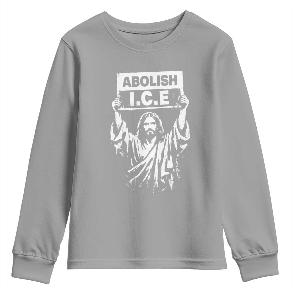Jesus Abolish Ice Protest Youth Sweatshirt Religious Faith Justice and Freedom Resistance TS02 Sport Gray Print Your Wear