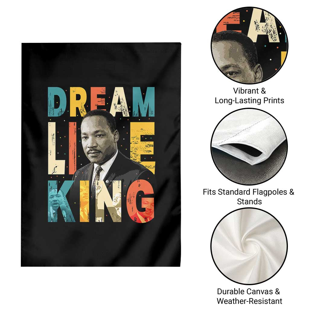 Dream Like King Inspirational MLK Graphic Garden Flag Civil Rights Legacy Tribute TS02 Print Your Wear