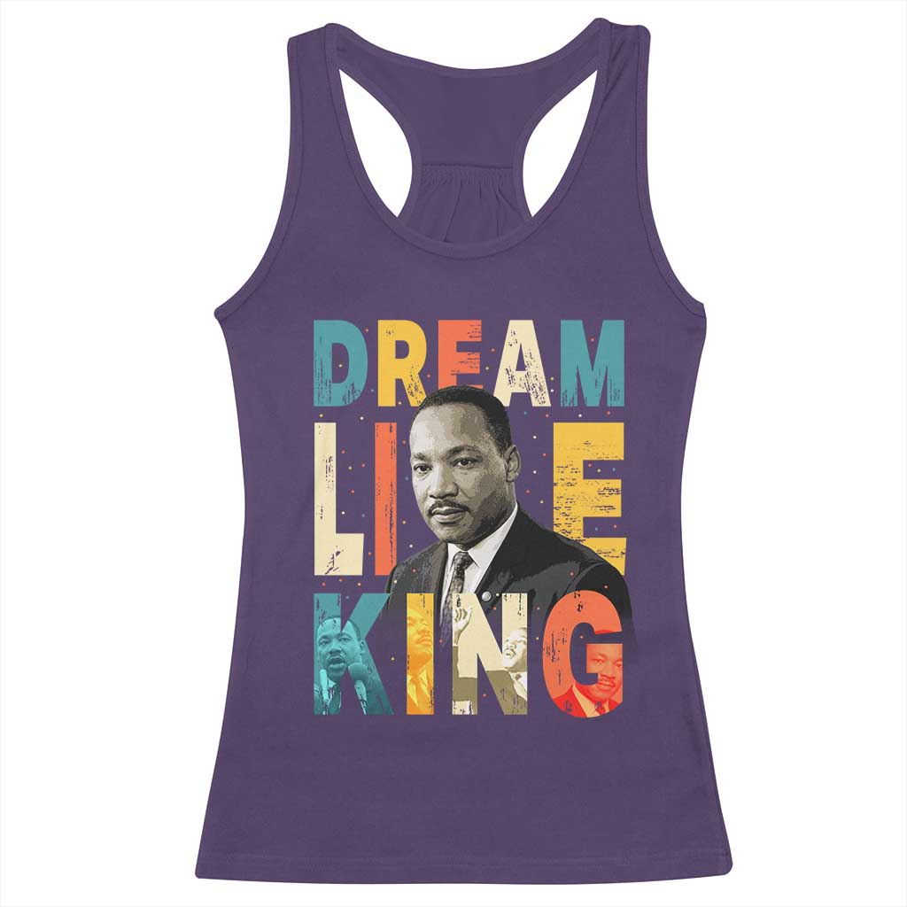 Dream Like King Inspirational MLK Graphic Racerback Tank Top Civil Rights Legacy Tribute TS02 Purple Print Your Wear