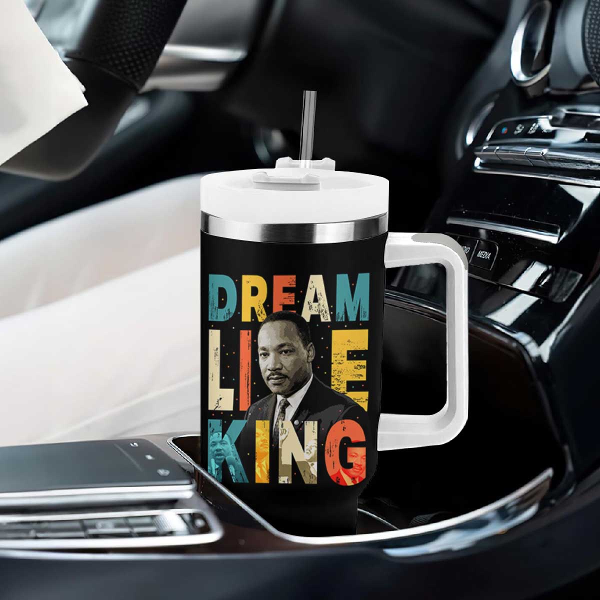 Dream Like King Inspirational MLK Graphic Tumbler With Handle Civil Rights Legacy Tribute TS02 Print Your Wear