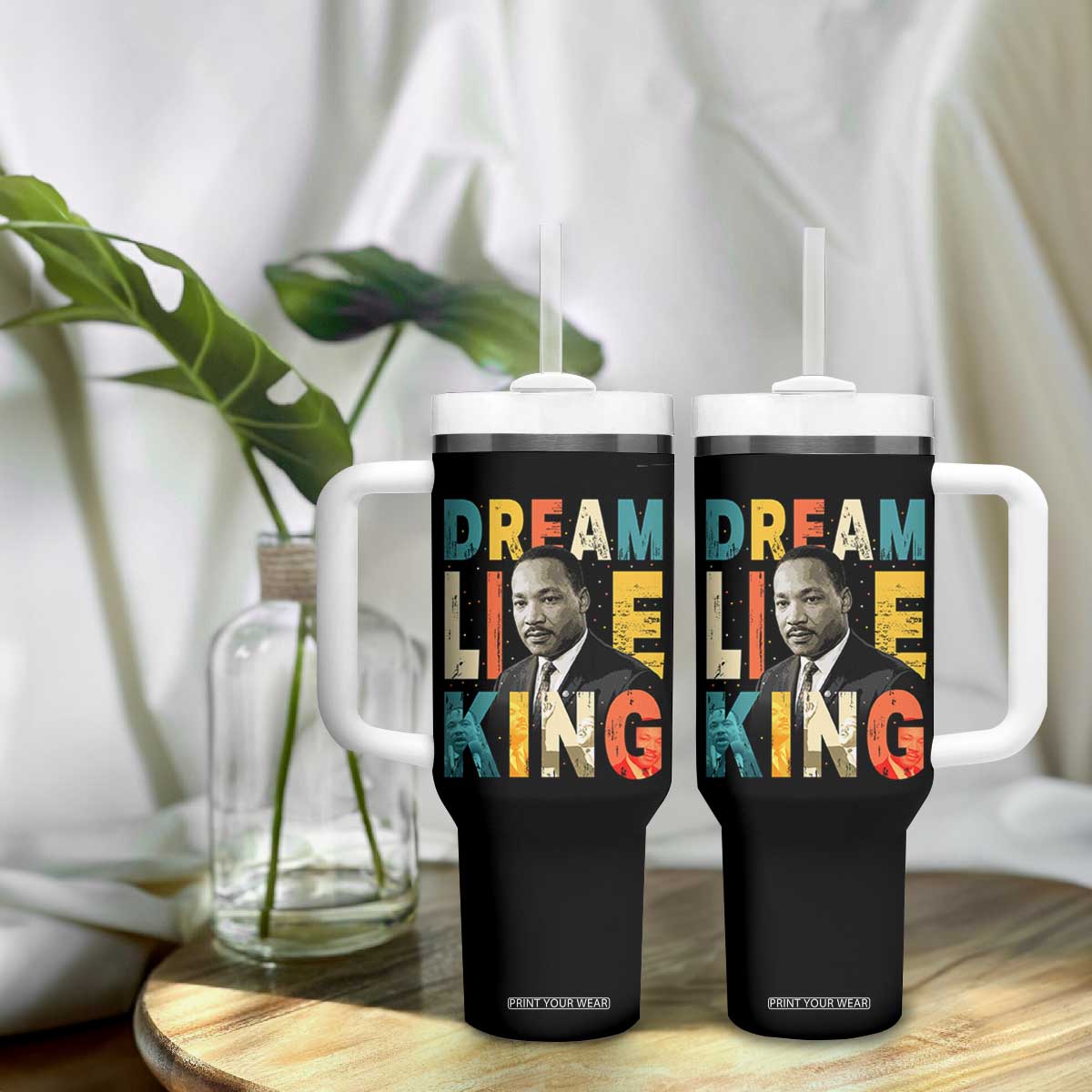 Dream Like King Inspirational MLK Graphic Tumbler With Handle Civil Rights Legacy Tribute TS02 Print Your Wear