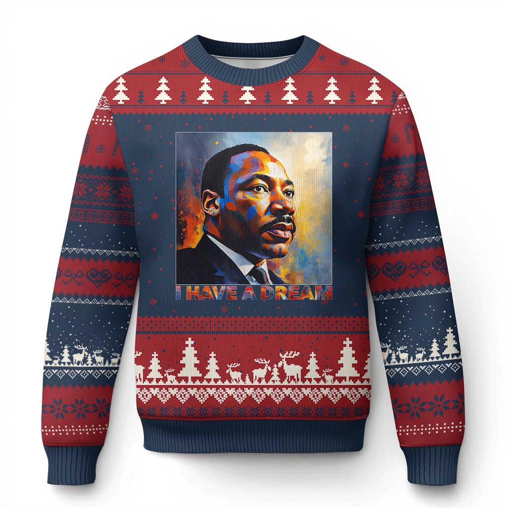 I Have A Dream Inspirational MLK Quotes Ugly Christmas Sweater Equality and Justice Martin Luther King Tribute TS02 Navy Red Print Your Wear