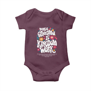 Floral Scripture for Grandmother Baby Onesie Being a Grandma is Kingdom Work Christian Faith Inpired TS02 Maroon Print Your Wear