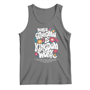 Floral Scripture for Grandmother Tank Top Being a Grandma is Kingdom Work Christian Faith Inpired TS02 Black Heather Print Your Wear