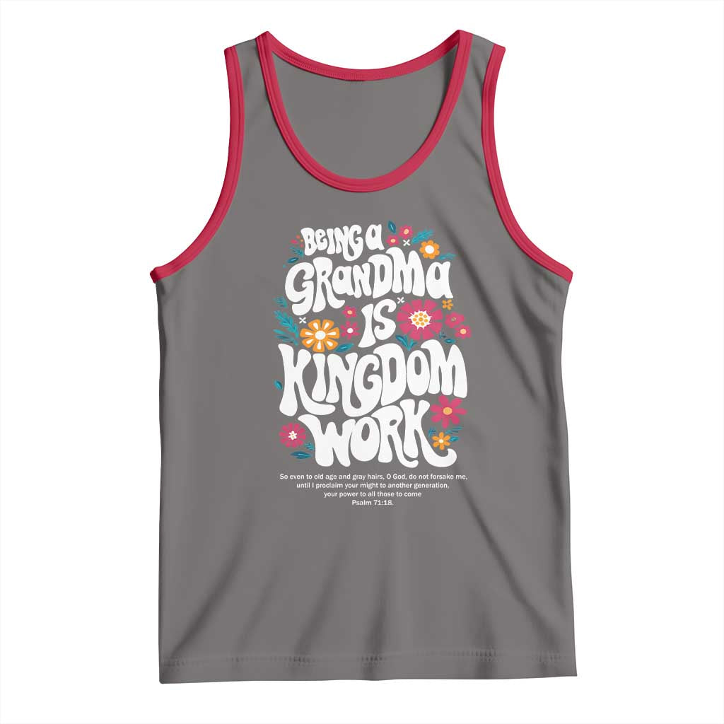 Floral Scripture for Grandmother Tank Top Being a Grandma is Kingdom Work Christian Faith Inpired TS02 Deep Heather Red Print Your Wear