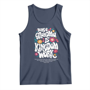 Floral Scripture for Grandmother Tank Top Being a Grandma is Kingdom Work Christian Faith Inpired TS02 Navy Print Your Wear