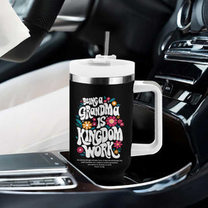 Floral Scripture for Grandmother Tumbler With Handle Being a Grandma is Kingdom Work Christian Faith Inpired TS02 Print Your Wear