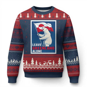Leave Greenland Alone Polar Bear Resist Ugly Christmas Sweater Vintage Patriotic Propaganda Sovereignty Protest TS02 Navy Red Print Your Wear