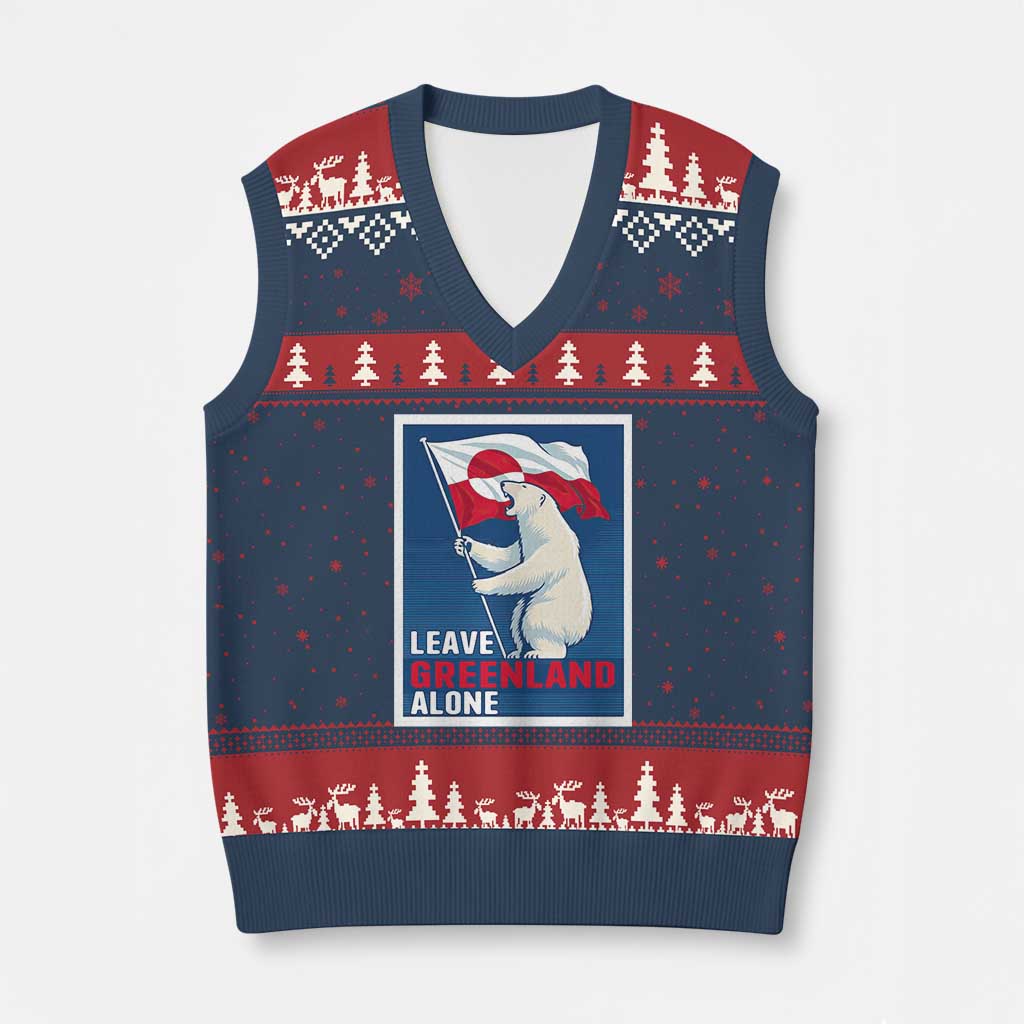 Leave Greenland Alone Polar Bear Resist V-Neck Knit Sweater Vest Vintage Patriotic Propaganda Sovereignty Protest TS02 Navy Red Print Your Wear