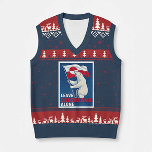 Leave Greenland Alone Polar Bear Resist V-Neck Knit Sweater Vest Vintage Patriotic Propaganda Sovereignty Protest TS02 Navy Red Print Your Wear