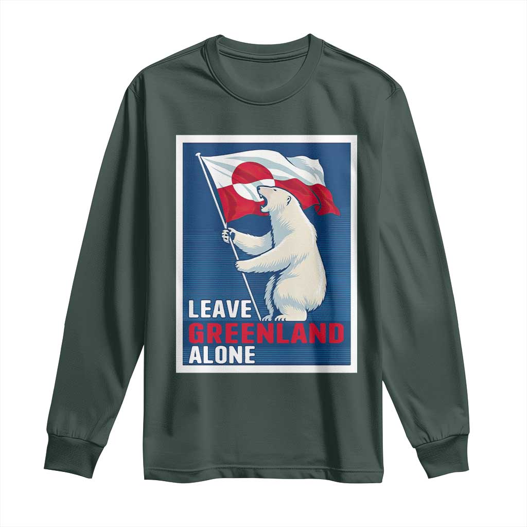 Leave Greenland Alone Polar Bear Resist Long Sleeve Shirt Vintage Patriotic Propaganda Sovereignty Protest TS02 Dark Forest Green Print Your Wear