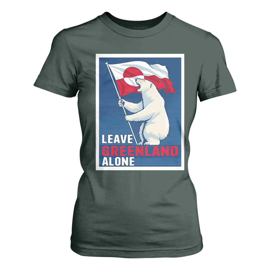 Leave Greenland Alone Polar Bear Resist T Shirt For Women Vintage Patriotic Propaganda Sovereignty Protest TS02 Dark Forest Green Print Your Wear