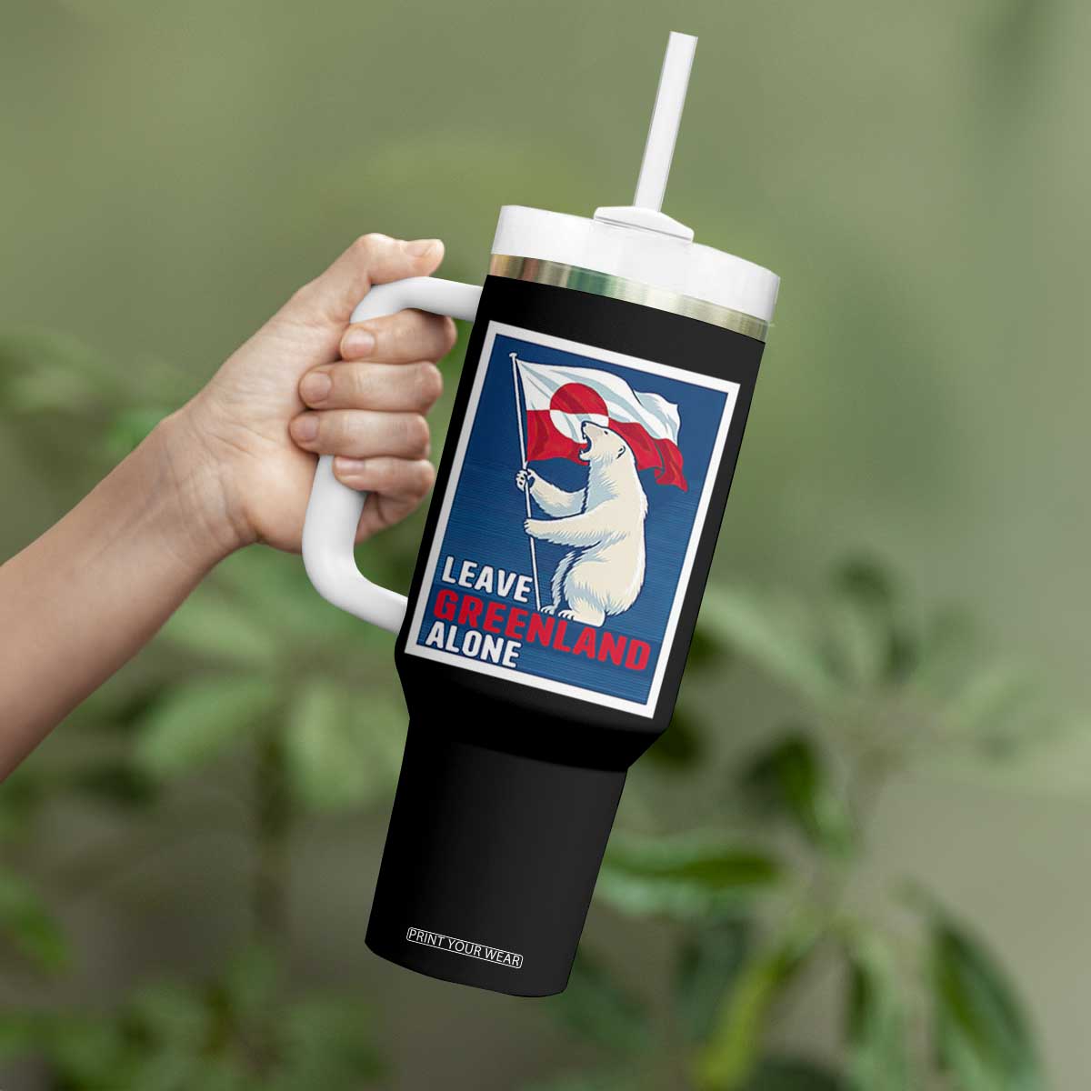 Leave Greenland Alone Polar Bear Resist Tumbler With Handle Vintage Patriotic Propaganda Sovereignty Protest TS02 Print Your Wear