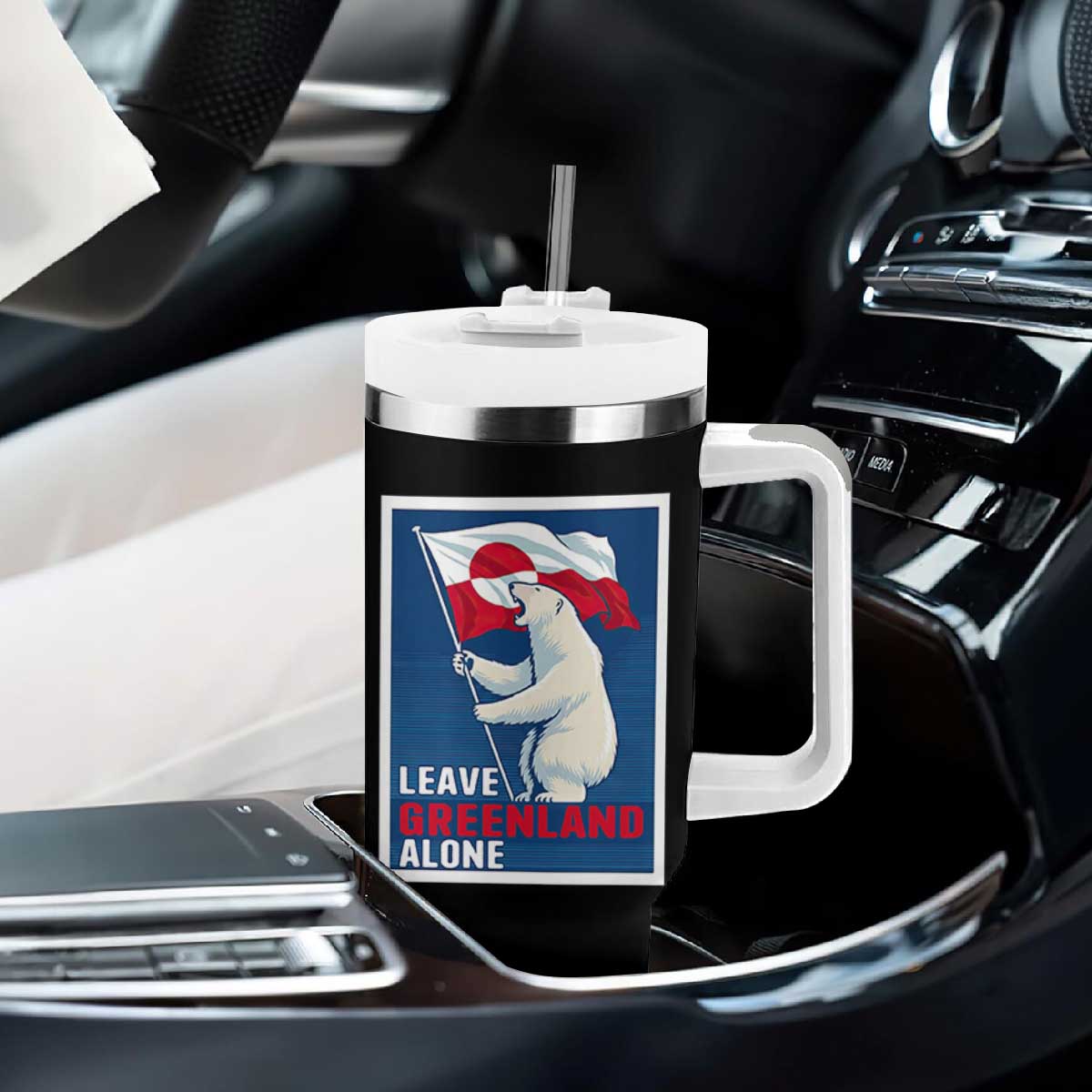 Leave Greenland Alone Polar Bear Resist Tumbler With Handle Vintage Patriotic Propaganda Sovereignty Protest TS02 Print Your Wear