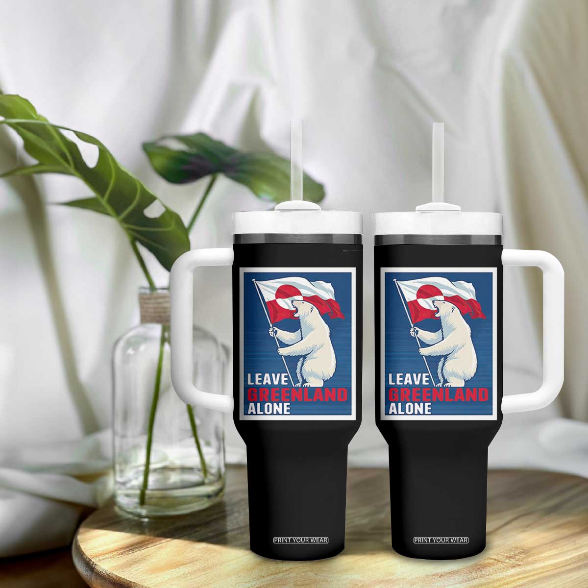 Leave Greenland Alone Polar Bear Resist Tumbler With Handle Vintage Patriotic Propaganda Sovereignty Protest TS02 Print Your Wear