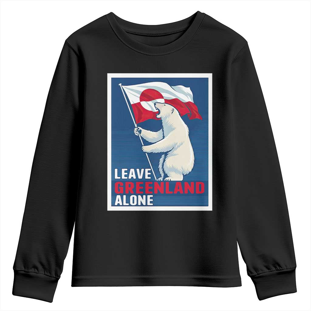 Leave Greenland Alone Polar Bear Resist Youth Sweatshirt Vintage Patriotic Propaganda Sovereignty Protest TS02 Black Print Your Wear
