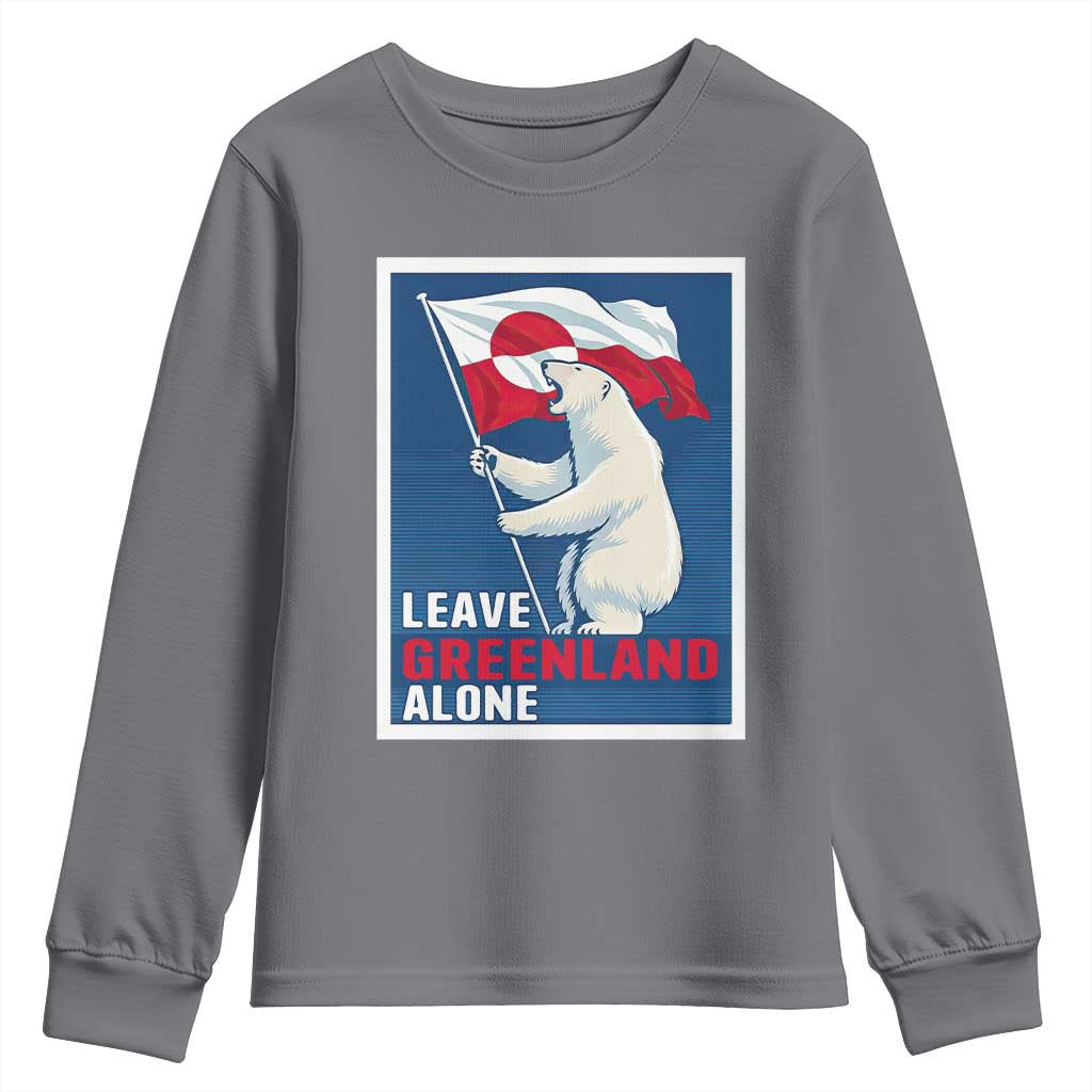 Leave Greenland Alone Polar Bear Resist Youth Sweatshirt Vintage Patriotic Propaganda Sovereignty Protest TS02 Charcoal Print Your Wear