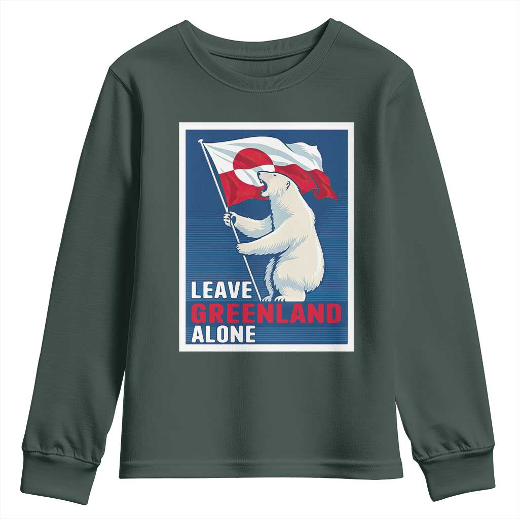 Leave Greenland Alone Polar Bear Resist Youth Sweatshirt Vintage Patriotic Propaganda Sovereignty Protest TS02 Dark Forest Green Print Your Wear