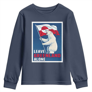 Leave Greenland Alone Polar Bear Resist Youth Sweatshirt Vintage Patriotic Propaganda Sovereignty Protest TS02 Navy Print Your Wear