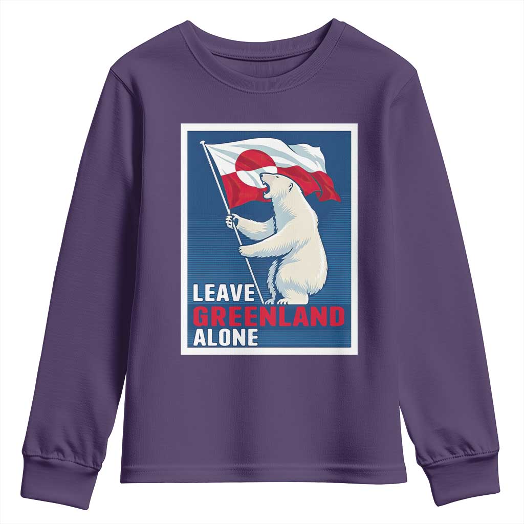 Leave Greenland Alone Polar Bear Resist Youth Sweatshirt Vintage Patriotic Propaganda Sovereignty Protest TS02 Purple Print Your Wear
