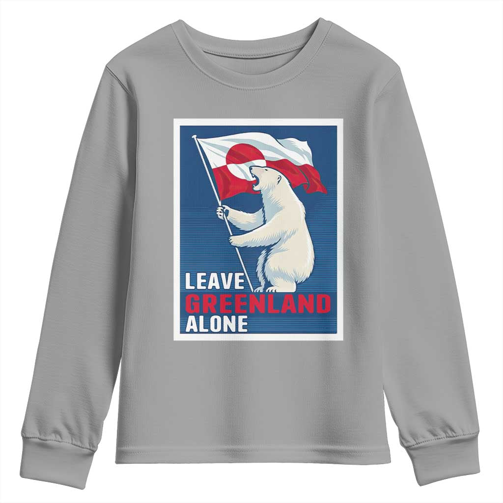 Leave Greenland Alone Polar Bear Resist Youth Sweatshirt Vintage Patriotic Propaganda Sovereignty Protest TS02 Sport Gray Print Your Wear