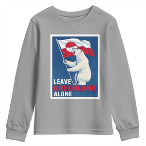 Leave Greenland Alone Polar Bear Resist Youth Sweatshirt Vintage Patriotic Propaganda Sovereignty Protest TS02 Sport Gray Print Your Wear