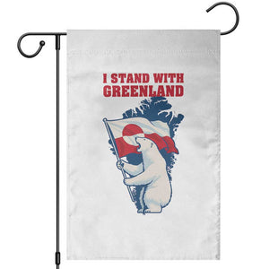 I Stand With Greenland Patriotic Garden Flag Polar Bear Holding Flag Over Map TS02 White Print Your Wear