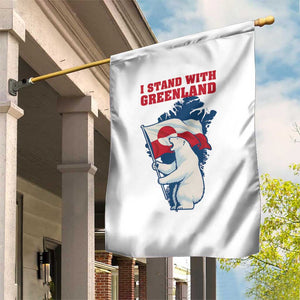 I Stand With Greenland Patriotic Garden Flag Polar Bear Holding Flag Over Map TS02 Print Your Wear