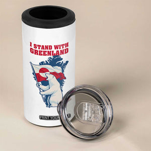 I Stand With Greenland Patriotic 4 in 1 Can Cooler Tumbler Polar Bear Holding Flag Over Map TS02 Print Your Wear