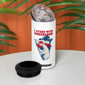 I Stand With Greenland Patriotic 4 in 1 Can Cooler Tumbler Polar Bear Holding Flag Over Map TS02 Print Your Wear