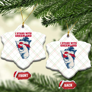 I Stand With Greenland Patriotic Ceramic Ornament Polar Bear Holding Flag Over Map TS02 Print Your Wear
