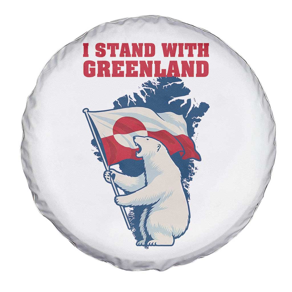 I Stand With Greenland Patriotic Spare Tire Cover Polar Bear Holding Flag Over Map TS02 Print Your Wear