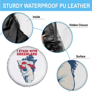I Stand With Greenland Patriotic Spare Tire Cover Polar Bear Holding Flag Over Map TS02 Print Your Wear