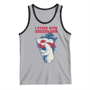 I Stand With Greenland Patriotic Tank Top Polar Bear Holding Flag Over Map TS02 Athletic Heather Black Print Your Wear