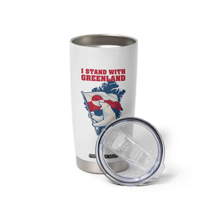 I Stand With Greenland Patriotic Tumbler Cup Polar Bear Holding Flag Over Map TS02 Print Your Wear