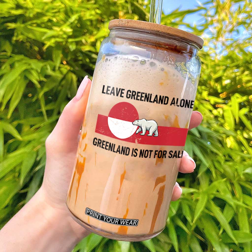 Leave Greenland Alone Polar Bear Protest Glass Can Not For Sale Patriotic Flag TS02 White Print Your Wear