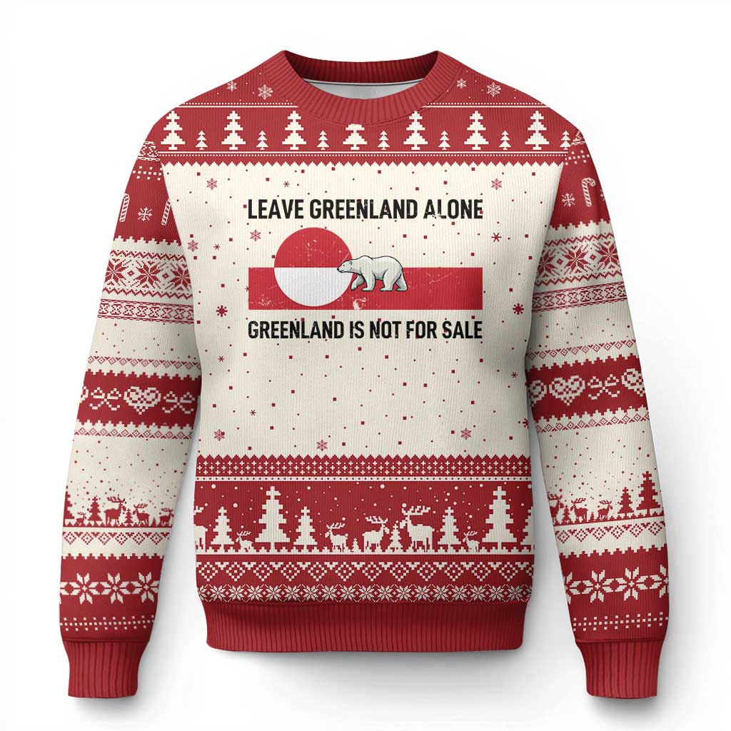 Leave Greenland Alone Polar Bear Protest Ugly Christmas Sweater Not For Sale Patriotic Flag TS02 Beige Red Print Your Wear