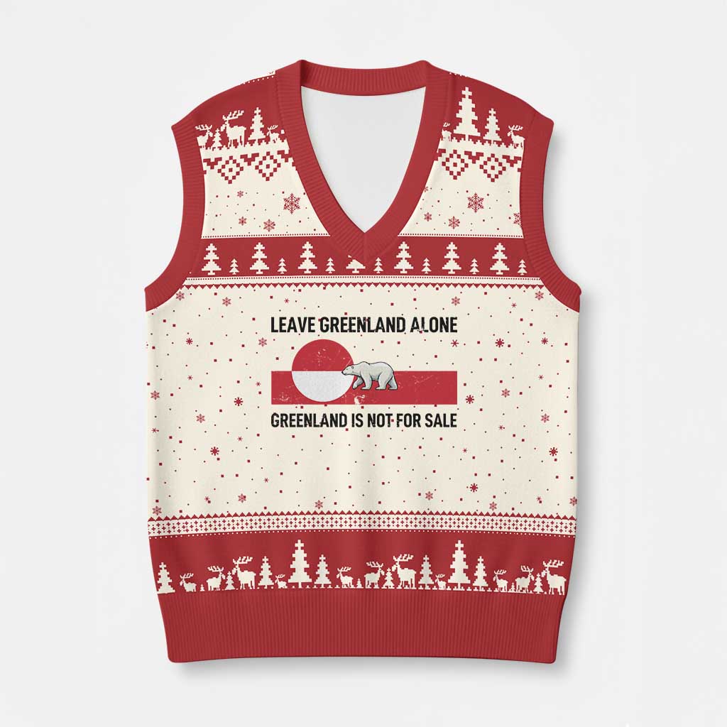 Leave Greenland Alone Polar Bear Protest V-Neck Knit Sweater Vest Not For Sale Patriotic Flag TS02 Beige Red Print Your Wear