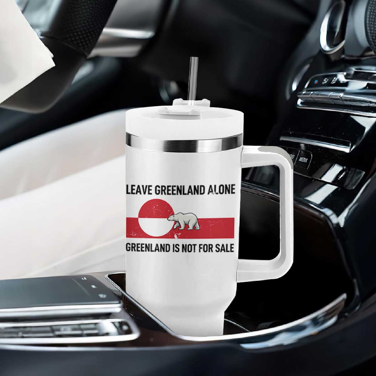 Leave Greenland Alone Polar Bear Protest Tumbler With Handle Not For Sale Patriotic Flag TS02 Print Your Wear