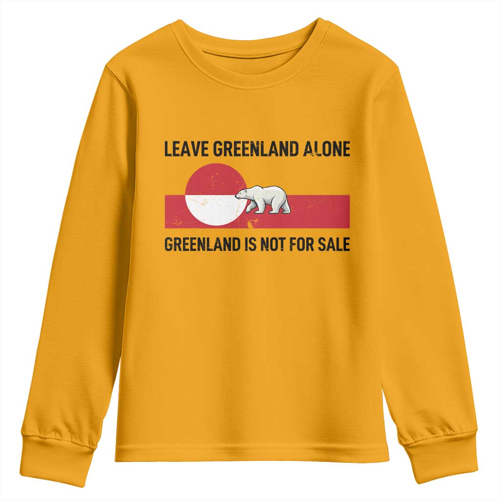 Leave Greenland Alone Polar Bear Protest Youth Sweatshirt Not For Sale Patriotic Flag TS02 Gold Print Your Wear