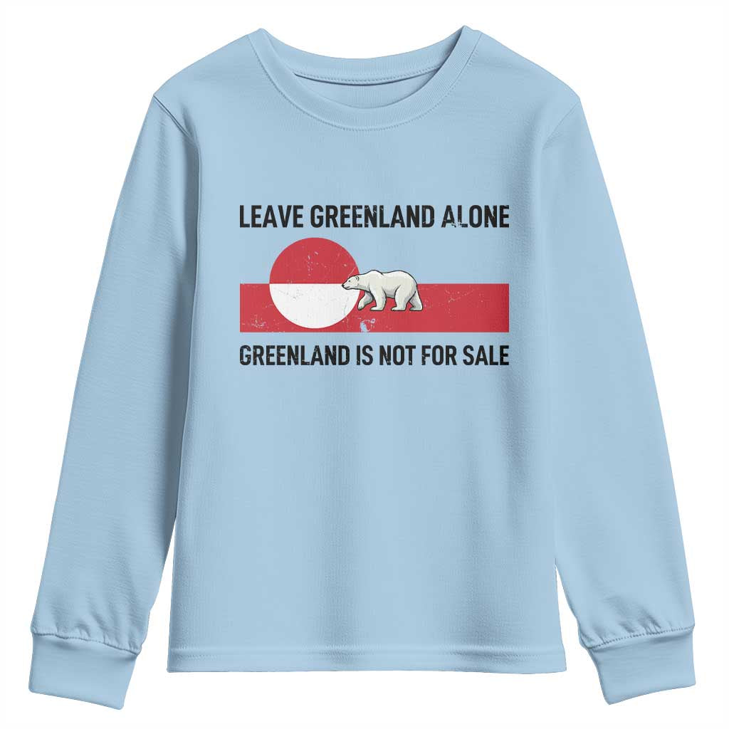 Leave Greenland Alone Polar Bear Protest Youth Sweatshirt Not For Sale Patriotic Flag TS02 Light Blue Print Your Wear