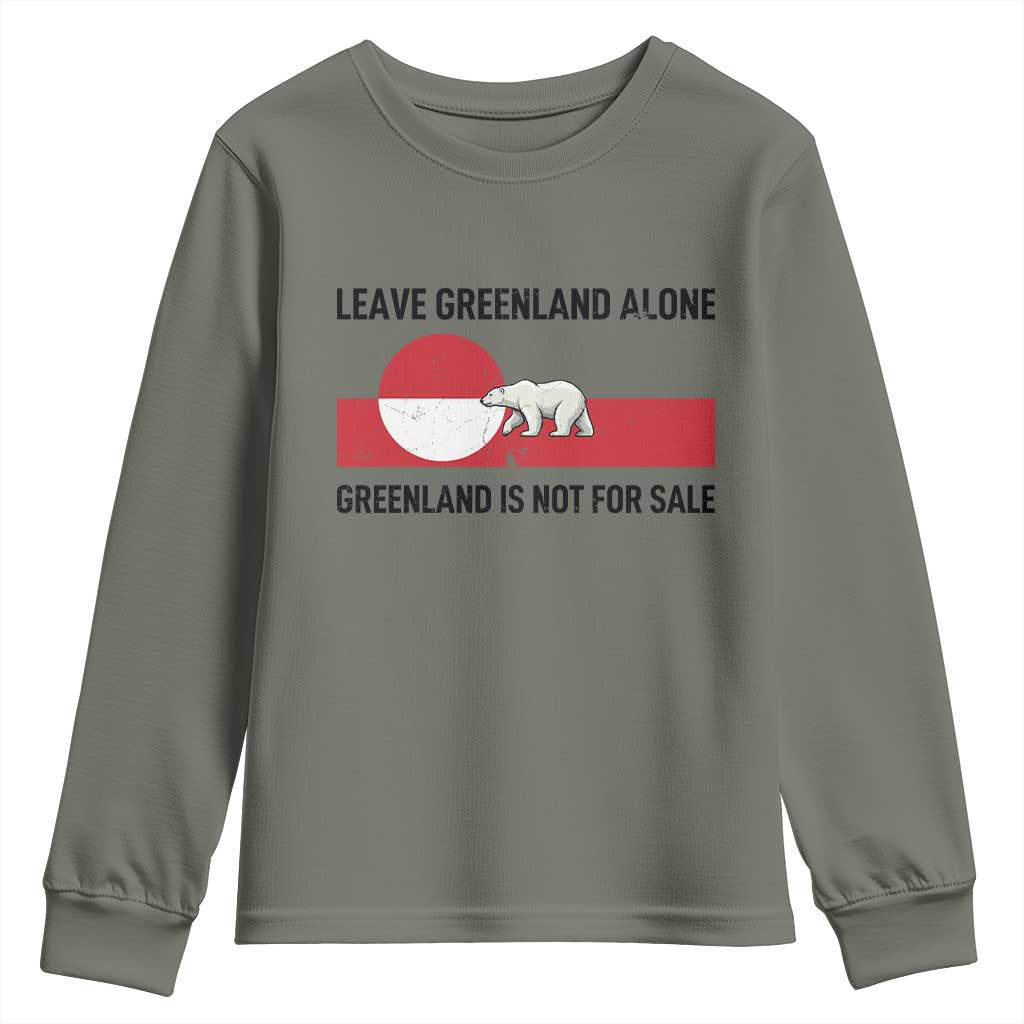 Leave Greenland Alone Polar Bear Protest Youth Sweatshirt Not For Sale Patriotic Flag TS02 Military Green Print Your Wear