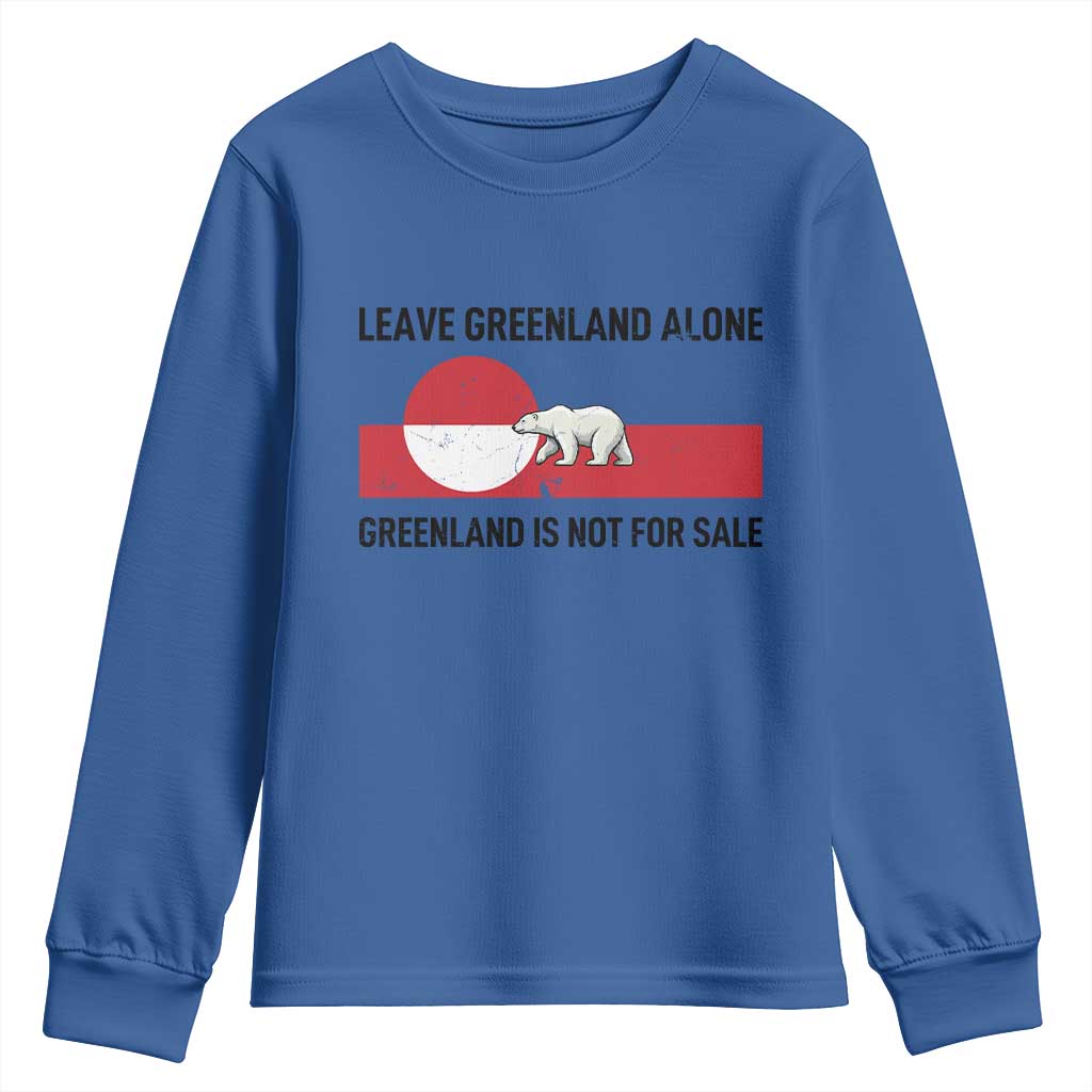 Leave Greenland Alone Polar Bear Protest Youth Sweatshirt Not For Sale Patriotic Flag TS02 Royal Blue Print Your Wear