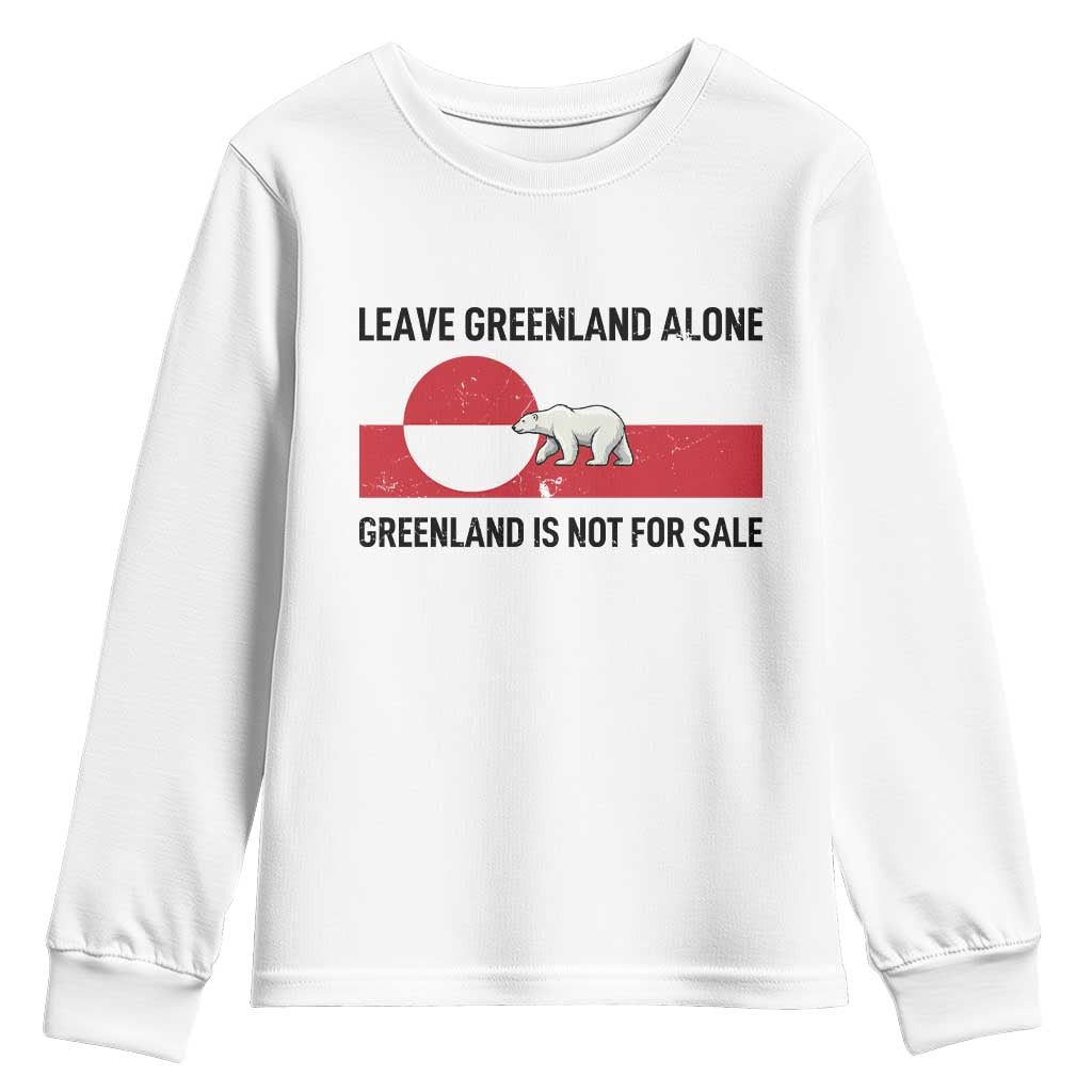Leave Greenland Alone Polar Bear Protest Youth Sweatshirt Not For Sale Patriotic Flag TS02 White Print Your Wear