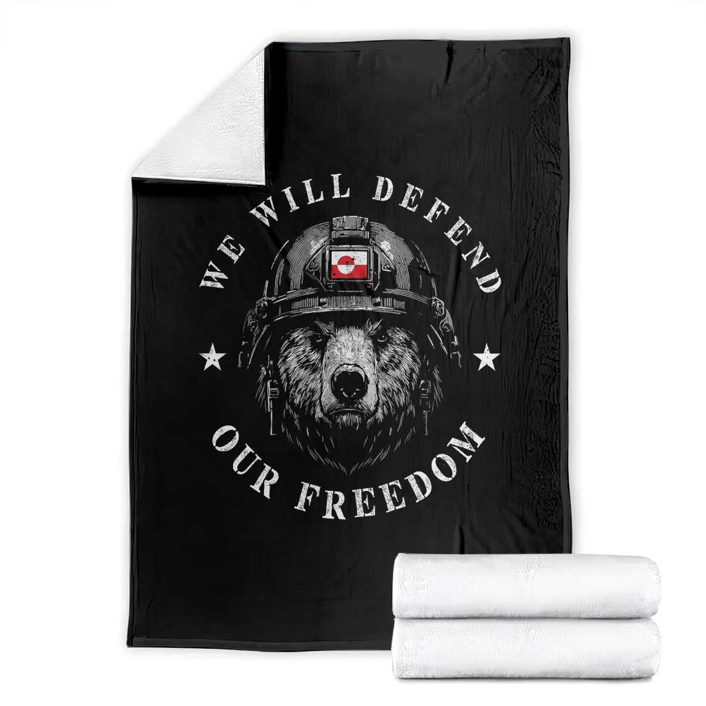 Greenland Bear We Will Defend Our Freedom Throw Blanket Polar Bear Soldier National Pride TS02 Black Print Your Wear