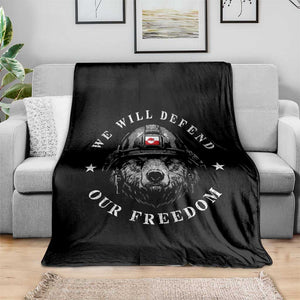 Greenland Bear We Will Defend Our Freedom Throw Blanket Polar Bear Soldier National Pride TS02 Print Your Wear